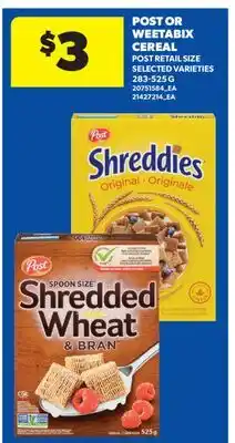 Real Canadian Superstore POST OR WEETABIX CEREAL offer
