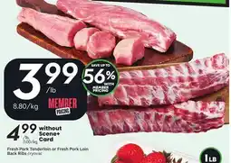 Sobeys Fresh Pork Tenderloin or Fresh Pork Loin Back Ribs offer