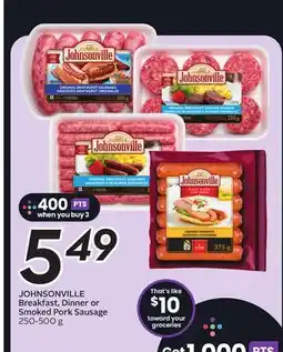 Sobeys JOHNSONVILLE Breakfast, Dinner or Smoked Pork Sausage offer