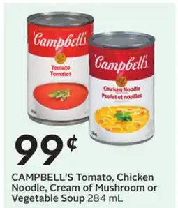 Sobeys Tomato, Chicken Noodle, Cream of Mushroom or Vegetable Soup offer