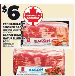 Independent Grocer PC NATURALLY SMOKED BACON, 375/500 G offer