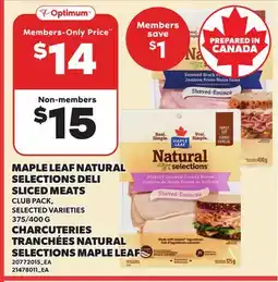 Independent Grocer MAPLE LEAF NATURAL SELECTIONS DELI SLICED MEATS, 375/400 G offer