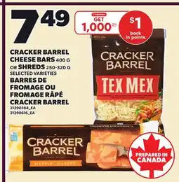 Independent Grocer CRACKER BARREL CHEESE BARS, 400G OR SHREDS offer