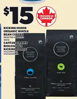 Independent Grocer KICKING HORSE ORGANIC WHOLE BEAN COFFEE offer