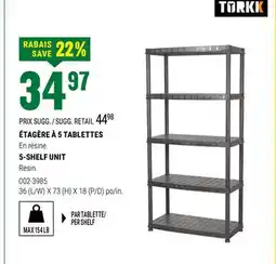 BMR ÉTAGÈRE À 5 TABLETTES offer