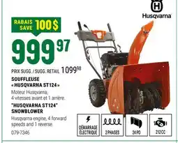BMR HUSQVARNA ST124 SNOWBLOWER offer