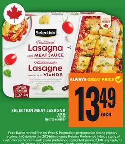 Food Basics SELECTION MEAT LASAGNA offer
