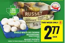 Food Basics WHOLE WHITE OR CREMINI MUSHROOMS OR RUSSET POTATO offer