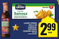 Food Basics LAZEEZ SPRING ROLLS OR SAMOSAS, NATIONAL COOKING SAUCE offer