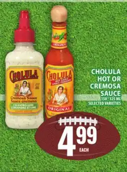 Food Basics CHOLULA HOT OR CREMOSA SAUCE offer