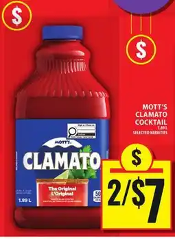 Food Basics MOTT'S CLAMATO COCKTAIL offer