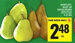 Food Basics BARTLETT, BOSC OR ANJOU PEARS offer