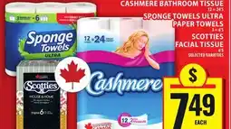 Food Basics CASHMERE BATHROOM TISSUE OR SPONGE TOWELS ULTRA PAPER TOWELS OR SCOTTIES FACIAL TISSUE offer