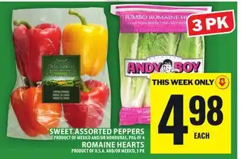 Food Basics SWEET ASSORTED PEPPERS OR ROMAINE HEARTS offer
