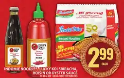 Food Basics INDOMIE NOODLES, LUCKY KOI SRIRACHA, HOISIN OR OYSTER SAUCE offer