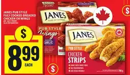 Food Basics JANES PUB STYLE FULY COOKED BREADED CHICKEN OR WINGS offer