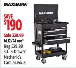 Canadian Tire 30˝ 5-Drawer Mechanic's Cart offer