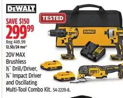 Canadian Tire 20V MAX Brushless 1⁄2˝ Drill/Driver, 1⁄4˝ Impact Driver and Oscillating Multi-Tool Combo Kit offer