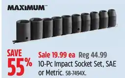 Canadian Tire MAXIMUM 10-Pc Impact Socket Set offer