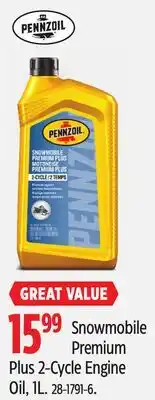Canadian Tire Pennzoil Snowmobile Premium Plus 2-Cycle Engine Oil offer