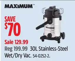 Canadian Tire 30L Stainless-Steel Wet/Dry Vac offer