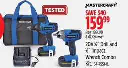 Canadian Tire 20V 1⁄2˝ Drill and 1⁄2˝ Impact Wrench Combo Kit offer