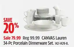 Canadian Tire CANVAS Lauren 34-Pc Porcelain Dinnerware Set offer