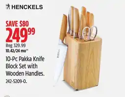 Canadian Tire 10-Pc Pakka Knife Block Set with Wooden Handles. Henckels offer