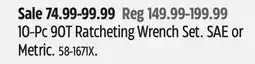 Canadian Tire 10-Pc 90T Ratcheting Wrench Set. SAE or Metric offer