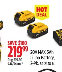 Canadian Tire Dewalt 20V MAX 5Ah Li-Ion Battery offer
