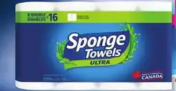 Loblaws SPONGETOWELS PAPER TOWELS ULTRA, 8=16 ROLLS offer