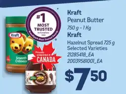 Loblaws KRAFT PEANUT BUTTER, 750 G – 1 KG, KRAFT HAZELNUT SPREAD 725 G offer