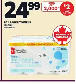 Loblaws PC PAPER TOWELS, 12 ROLLS offer