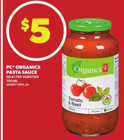 Loblaws PC ORGANICS PASTA SAUCE offer