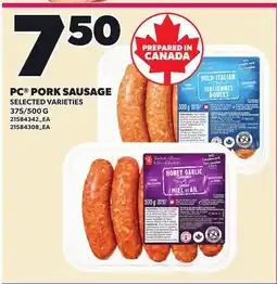 Loblaws PC PORK SAUSAGE offer