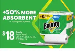Loblaws BOUNTY PAPER TOWEL, 6=12 ROLL offer