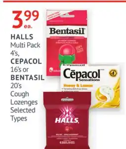 IDA Pharmacy HALLS, CEPACOL or BENTASIL offer