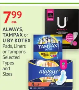 IDA Pharmacy ALWAYS, TAMPAX or U BY KOTEX offer