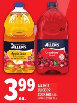 Metro ALLEN'S JUICE OR COCKTAIL offer