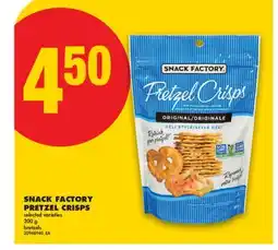 No Frills SNACK FACTORY PRETZEL CRISPS offer