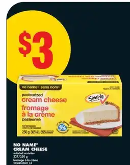 No Frills NO NAME CREAM CHEESE, 227/250 G offer