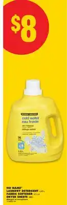 No Frills NO NAME LAUNDRY DETERGENT, 4.43 L, FABRIC SOFTENER, 3.5 L or DRYER SHEETS, 200's offer
