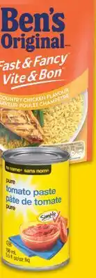 No Frills NO NAME TOMATO PASTE OR PIZZA SAUCE, 156/213 ML OR BEN'S FAST & FANCY RICE offer