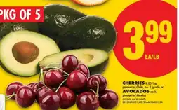 No Frills CHERRIES OR AVOCADOS, each, PKG OF 5 offer