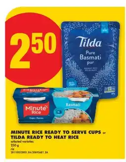 No Frills MINUTE RICE READY TO SERVE CUPS or TILDA READY TO HEAT RICE offer