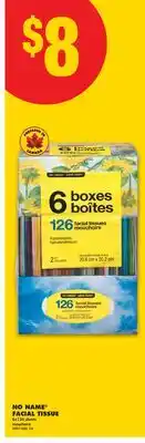 No Frills NO NAME FACIAL TISSUE, 6x126 sheets offer