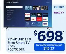 Walmart 75 4K UHD LED Roku Smart TV offer