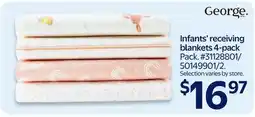 Walmart Infants' receiving blankets 4-pack offer