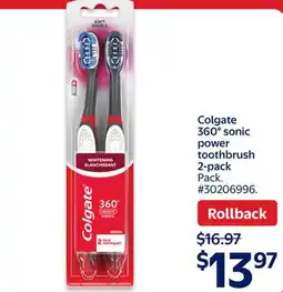 Walmart Colgate 360° sonic power toothbrush 2-pack offer