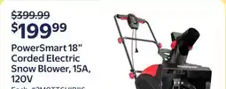 Walmart PowerSmart 18 Corded Electric Snow Blower, 15A, 120V offer